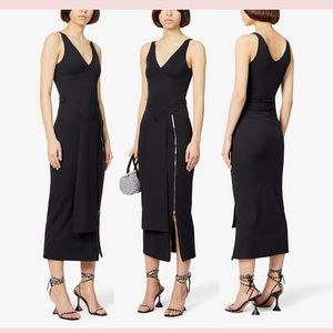 NEW $430 WEINSANTO [ Large ] V Neck Panel Side Split Zip Detail‎ Midi Dress